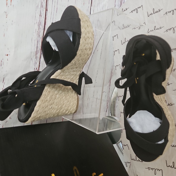 NWT Lulu's Esme Ankle Wrap Tie Espadrille Wedges - Picture 3 of 14